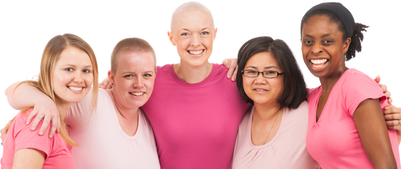 A woman with breast cancer receiving support from her friends.